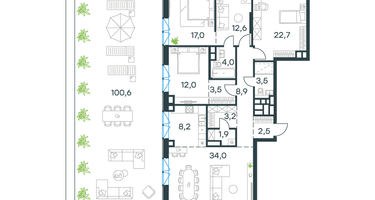 5-к. квартира, 164&nbsp;м²