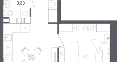 1-к. квартира, 33&nbsp;м²