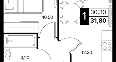 1-к. квартира, 31&nbsp;м²