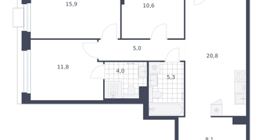 3-к. квартира, 82&nbsp;м²