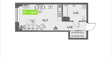 Студия, 26&nbsp;м²