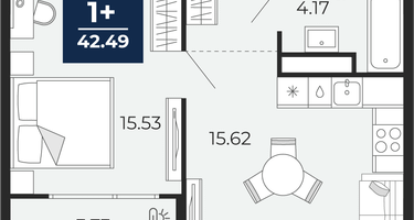 1-к. квартира, 42&nbsp;м²
