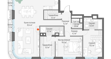 4-к. квартира, 127&nbsp;м²