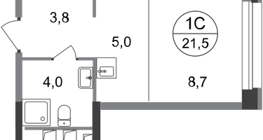 Студия, 21&nbsp;м²