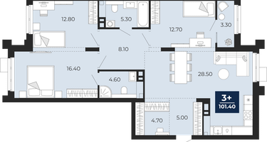 3-к. квартира, 98 м²