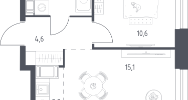 Студия, 36&nbsp;м²