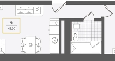2-к. квартира, 46&nbsp;м²