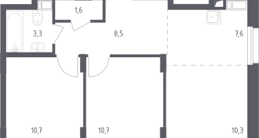 Студия, 53&nbsp;м²