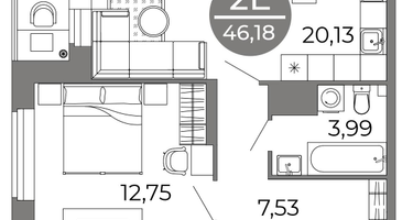 Студия, 46&nbsp;м²