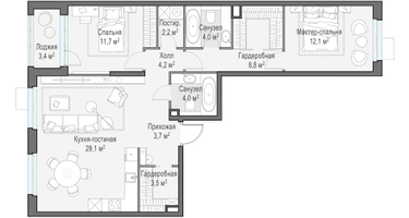 3-к. квартира, 82&nbsp;м²
