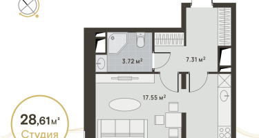 1-к. квартира, 28&nbsp;м²