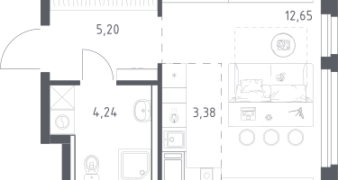 Студия, 25&nbsp;м²