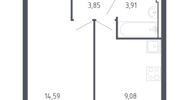 1-к. квартира, 31&nbsp;м²