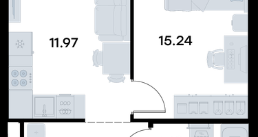 1-к. квартира, 39 м²