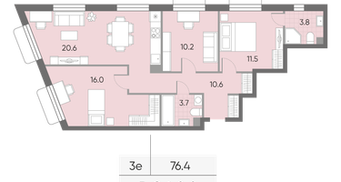Студия, 76 м²