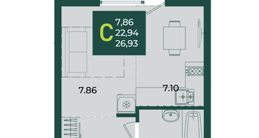 Студия, 26 м²