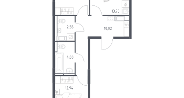 2-к. квартира, 55&nbsp;м²