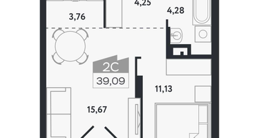 2-к. квартира, 39&nbsp;м²