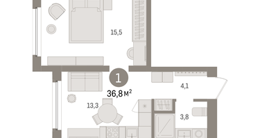 1-к. квартира, 36&nbsp;м²