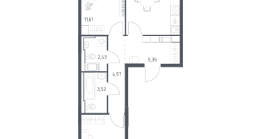 2-к. квартира, 55&nbsp;м²