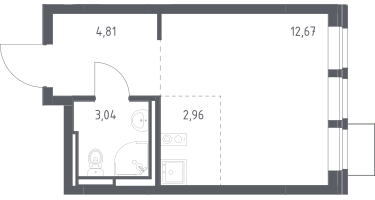 Студия, 23&nbsp;м²