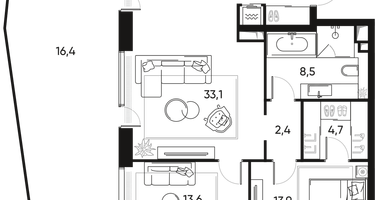 3-к. квартира, 108&nbsp;м²