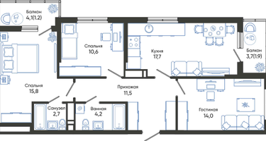 3-к. квартира, 79&nbsp;м²