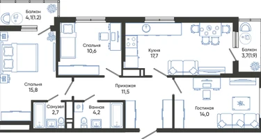 3-к. квартира, 79&nbsp;м²