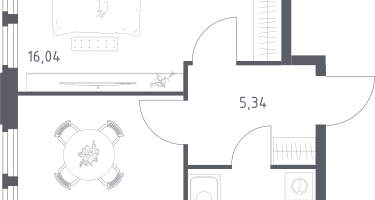 1-к. квартира, 37&nbsp;м²