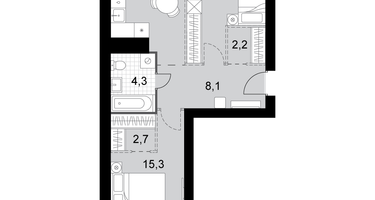 2-к. квартира, 61 м²
