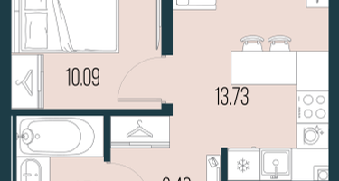 2-к. квартира, 59&nbsp;м²