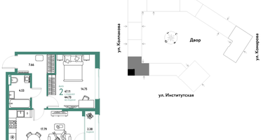 Студия, 47 м²