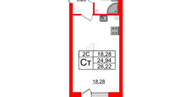 Студия, 24&nbsp;м²