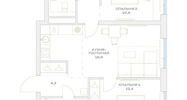 3-к. квартира, 59 м²