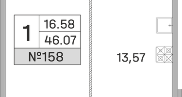 1-к. квартира, 46&nbsp;м²