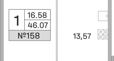 1-к. квартира, 46&nbsp;м²