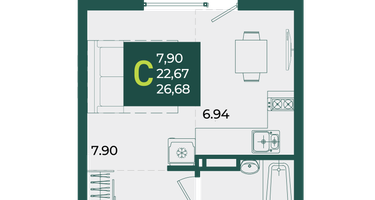 Студия, 26&nbsp;м²