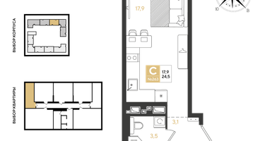 Студия, 24 м²