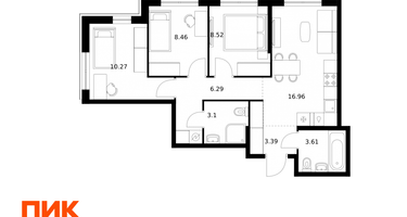 3-к. квартира, 60&nbsp;м²