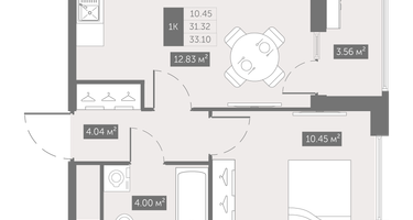 1-к. квартира, 33&nbsp;м²