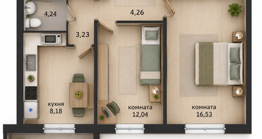 Студия, 49 м²