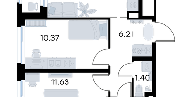 2-к. квартира, 45 м²