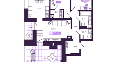 Студия, 82&nbsp;м²