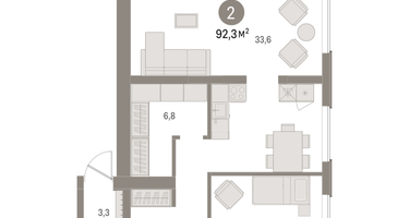 2-к. квартира, 92&nbsp;м²