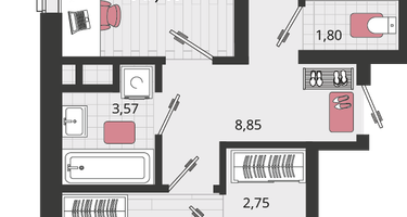 2-к. квартира, 75&nbsp;м²