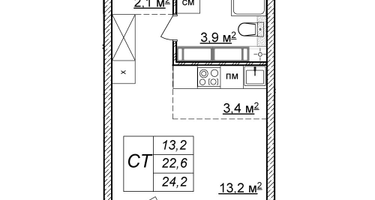 Студия, 24&nbsp;м²