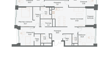 5-к. квартира, 182 м²
