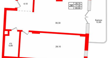 1-к. квартира, 88 м²