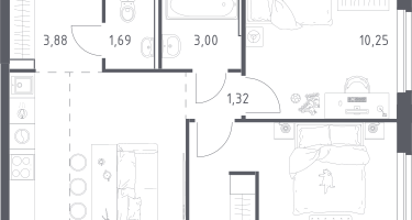 Студия, 52&nbsp;м²