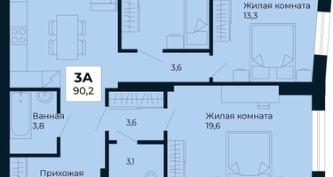 3-к. квартира, 90&nbsp;м²